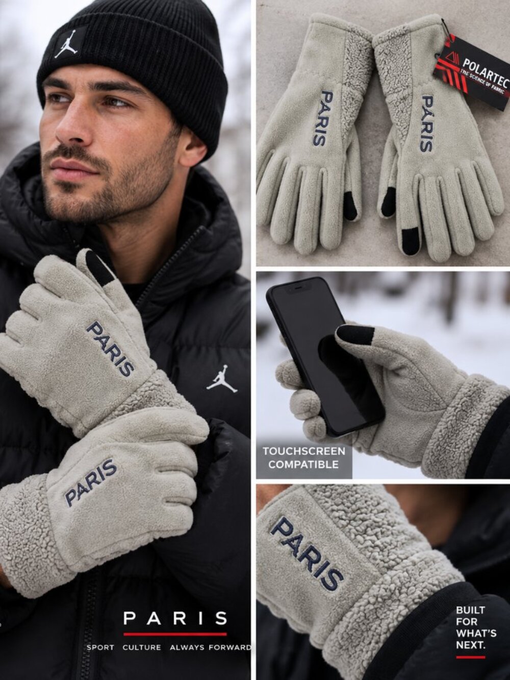 Jordan Paris Polartec Fleece Gloves Men’s L Grey NWT